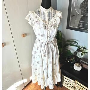 Vintage 70s Gunne Sax Jeunes Filles by Jessica Prairie Dress Size 14 Floral RARE